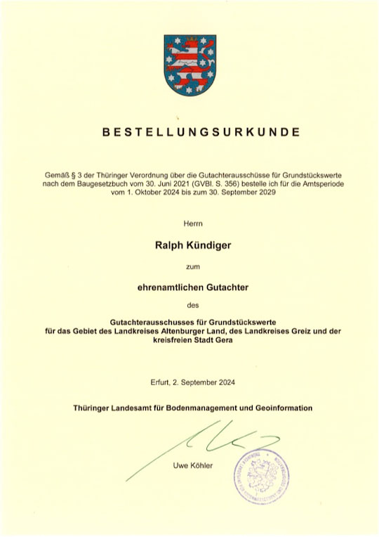Bestellungsurkunde